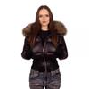 Jachetă puffer scurtă elegantă cu glugă pentru femei, din bumbac - Croială slim, bordură îndrăzneață, îmbrăcăminte casual de iarnă, cu fermoar, tiv rotund