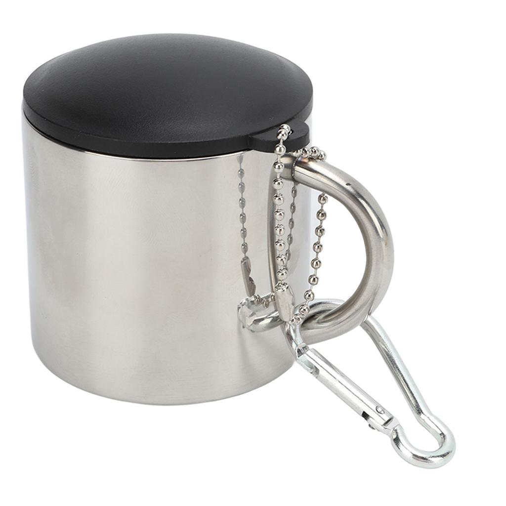 Camping Coffee Mug 110ml Heat Preservation Stainless Steel Teacup with Connection Buckle for