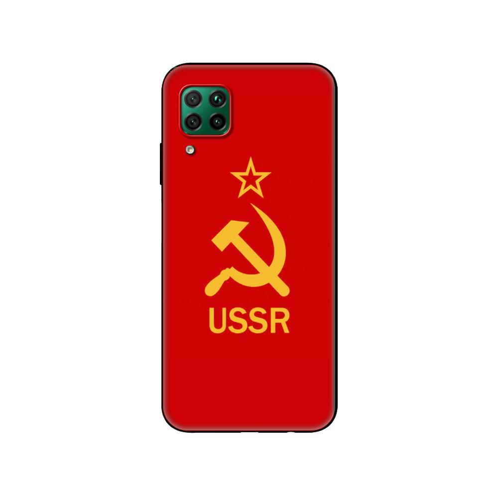 Black Tpu Case For Huawei P30 Lite P30 Pro P40 Case For Huawei P40 LITE E P Smart 2020 Case Cover Soviet Union USSR Grunge Flag