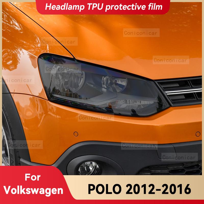 For Volkswagen POLO 2012-2016 Car Headlight Black TPU Protective Cover Film Front Light Tint Change Color Sticker Accessories