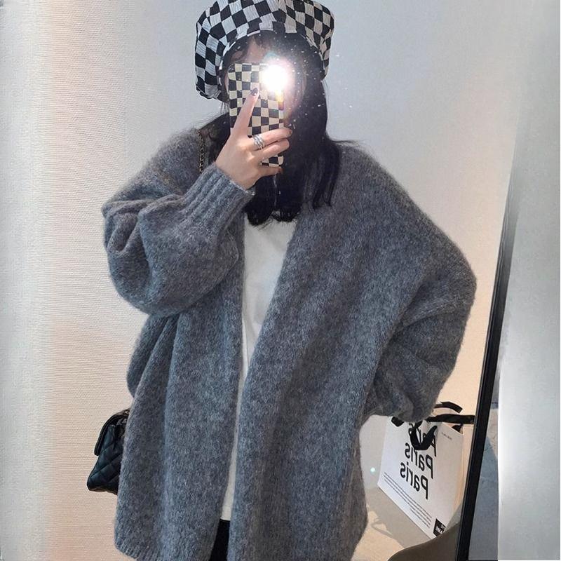 Autumn Women's Korean-Style Lazy Soft High-End Vibe Knit Sweater Cardigan Outer Jacket