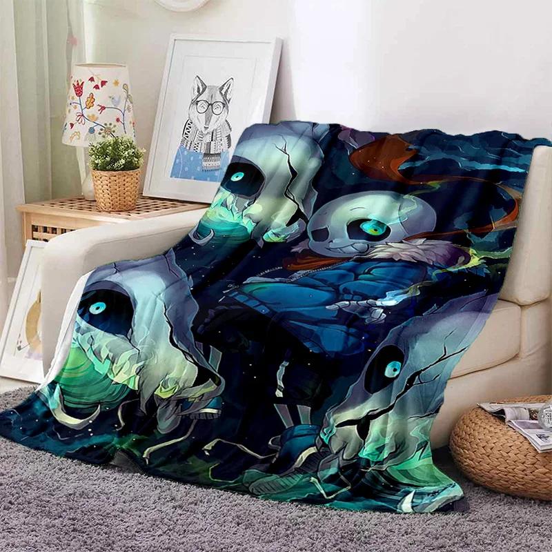 Funny U-Undertale Sans 3D Print Blanket Super Soft Warm Fleece Throw Blanket for Underground Legend Game Sofa Bed