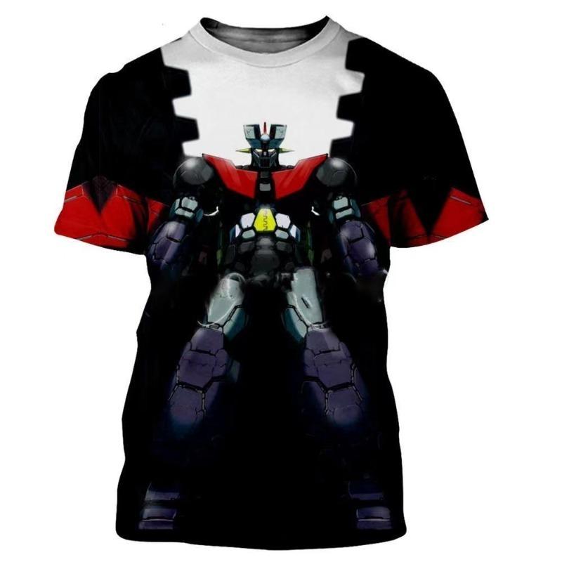 2026 New Anime Mazinger Z All Robot Characters 3D Full Print T Shirt Men Kids Casual Loose Street Tee Vintage Cartoon Mecha Tops