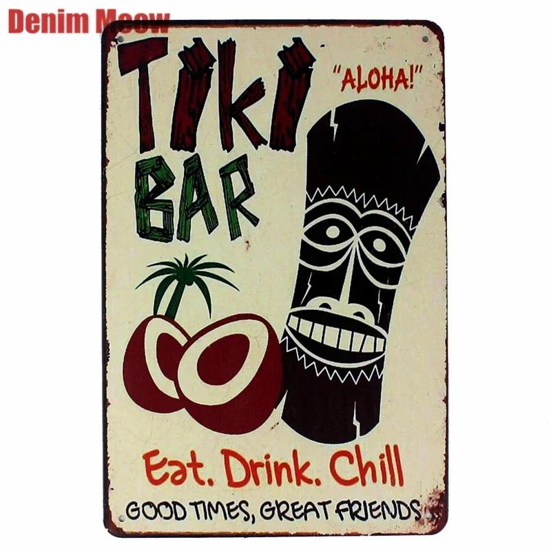 Stay Positive Metal Tin Sign Vintage Wall Decor, TIKI Bar Art Poster for Home Club Gift