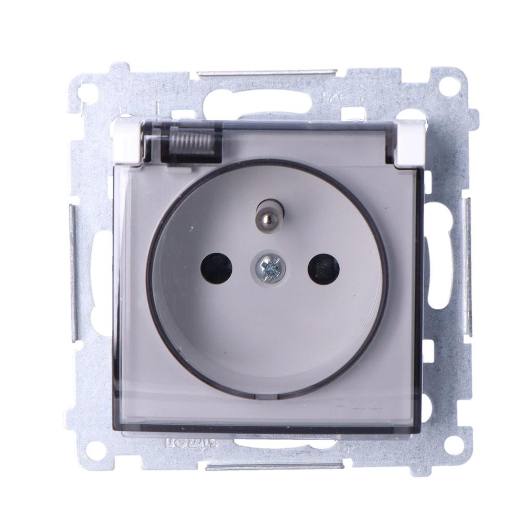 Socket for IP44 Version, Contact Cover with Frame Seal. TRANSPARENT FLAP