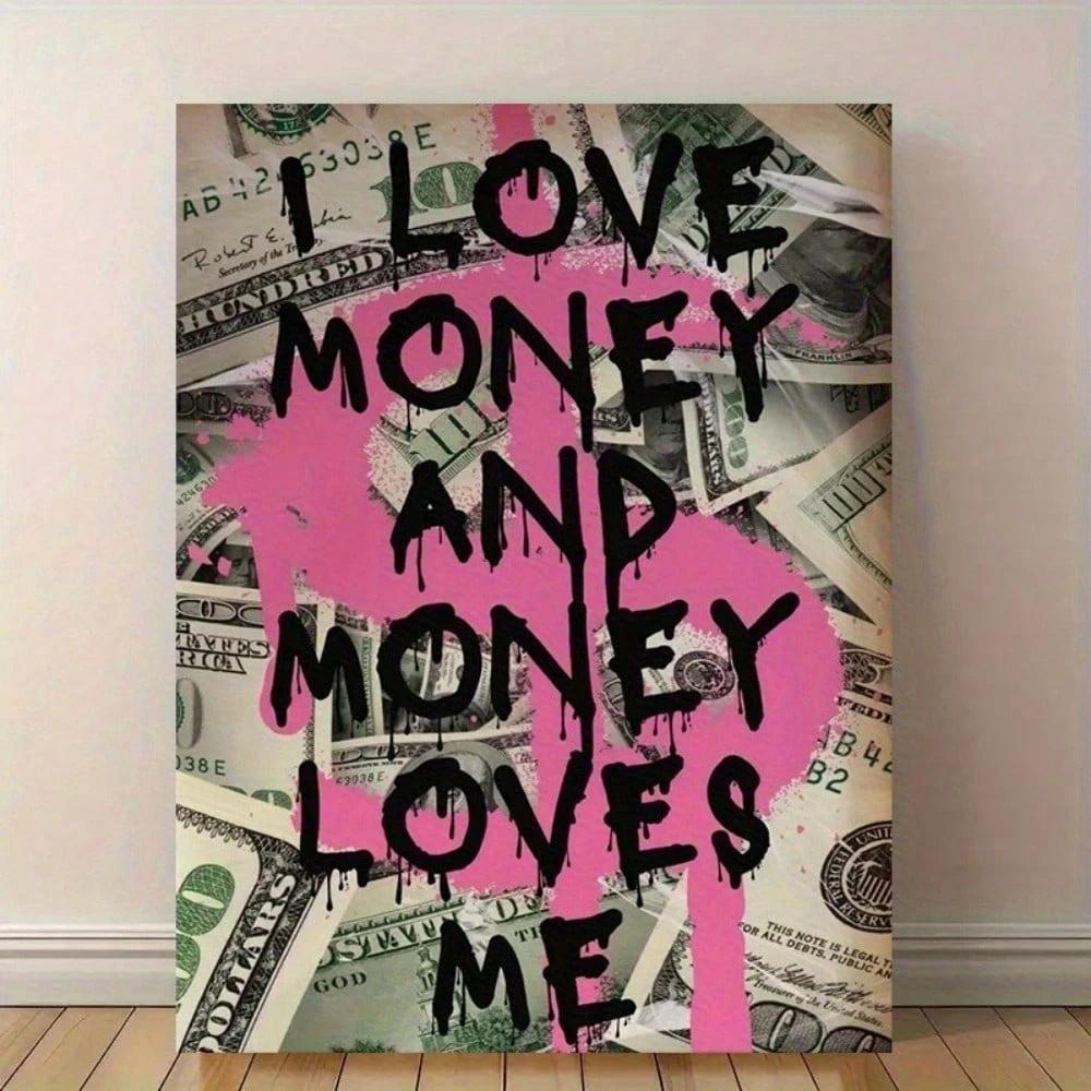 1Pc I Love Money Dollar Bill Tapestry, Graffiti Quote Wall Hanging, Cool Room Stuff, Large Size, Polyester 2D Print, Bedroom Stu
