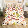 Mushroom Duvet Cover Set Burgundy Plant Fallen Leaves Bedding Set 2/3pcs For Boys Snail Print King Size Soft Comforter Cover
