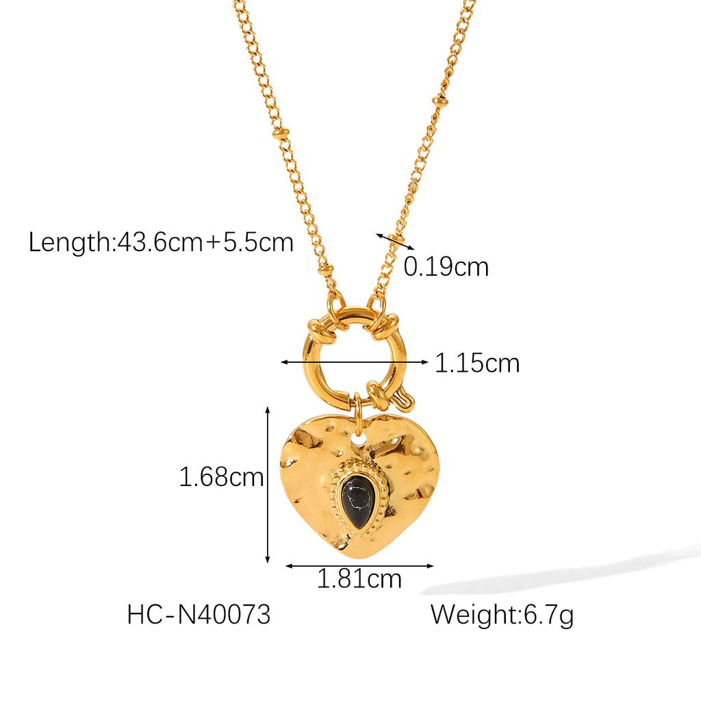 Natural Stone Beaded Titanium Steel Necklace with Sun and Star Pendant Women's Fashion Jewelry