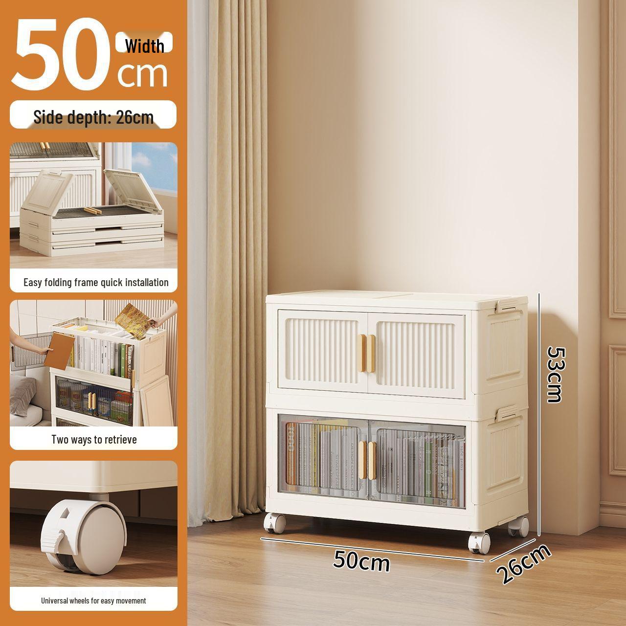 Foldable Multi-Layer Plastic Storage Cabinet - Dustproof Organizer for Toys Snacks and Miscellaneous Items 50cm Length - 26cm Depth Modular 3318₽