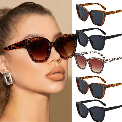 INS Cat Eye Square Sun Glasses Women Popular Street Shooting Leopard Print Anti UV Fashion Sunglasses Unisex Eyewear Glasses