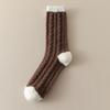 Plush socks women's autumn and winter Maillard color warm plush thickened plush striped medium tube socks home sleeping socks