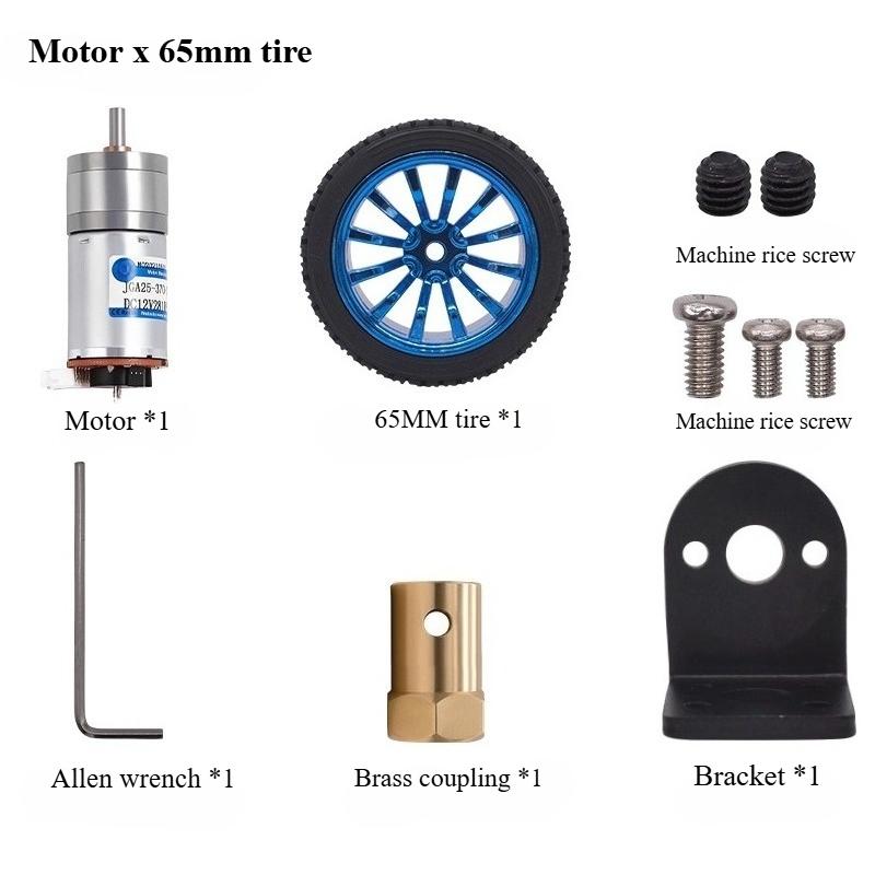 GA25-370 DC Geared Motor 12v Encoder Small Motor Car Tire Set Fixed Bracket Coupling