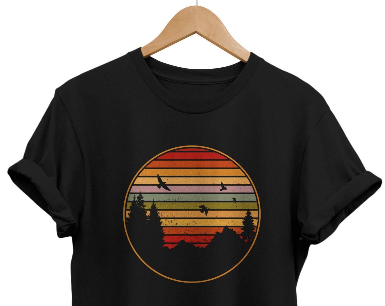 Retro Landscape T-shirt: 80s Geometric Mountain Top 4XL