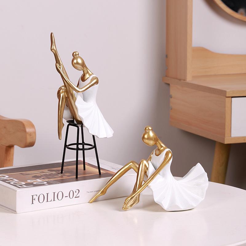 Modern Creative Ballet Dancer Girl Figure Resin Ornaments Children's Room Figurines Decoration Home Office Desk Sculpture Crafts