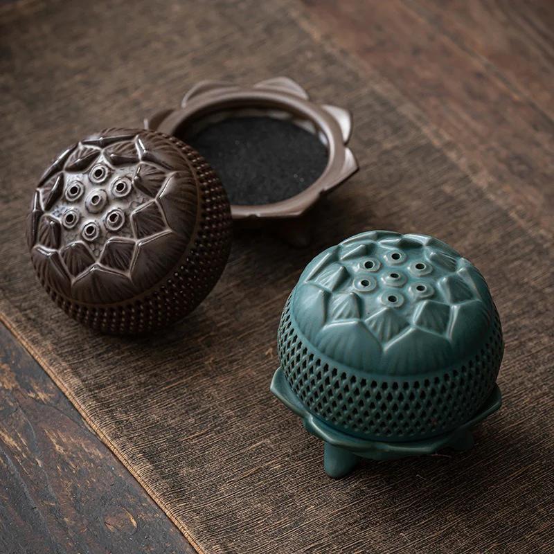 Lotus Incense Burner Ceramic, Sandalwood Household Use,Creative Aroma Burners,Tearoom and Yoga Room Desktop Decoration