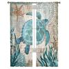 Sea Turtle Ocean Creature Landscape Voile Curtains Living Room Bedroom Transparent Tulle Window Drapes Curtain With Sheer Polyester Perfect For Area