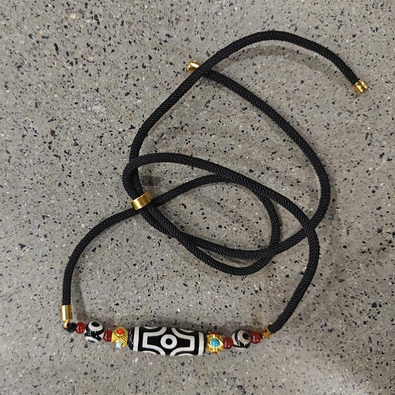 Amulet Feng Shui Dziewięciooczny Agat Tybetański Koraliki Tybetańskie Naszyjnik Wisiorek z Agatu Biżuteria Prezent