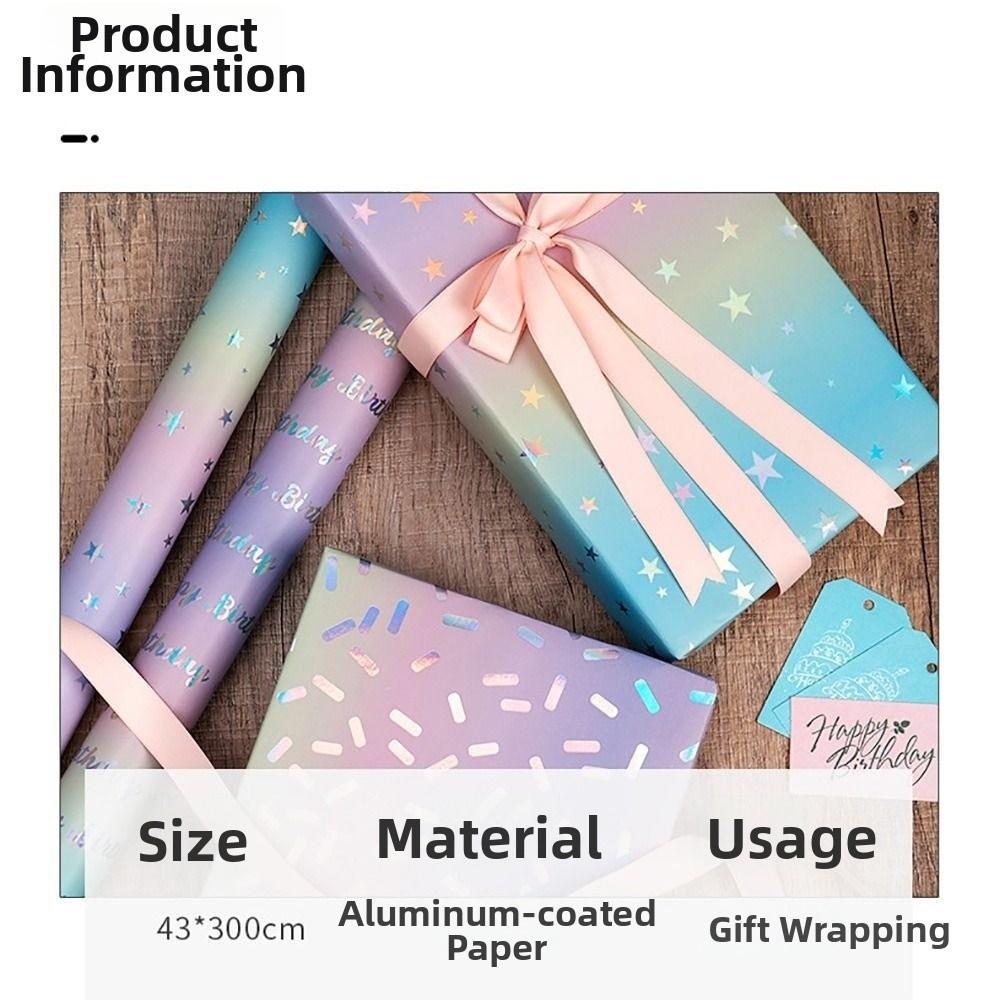 Happy Birthday Gift Wrapping Paper Colorful Iridescent Holographic Paper  Valentine's Day