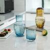 Noční karafka na vodu se sklenicí 750 ml, jantarová barva, evropský vintage styl, s 200ml sklenicí na pití pro ložnici, jídelnu