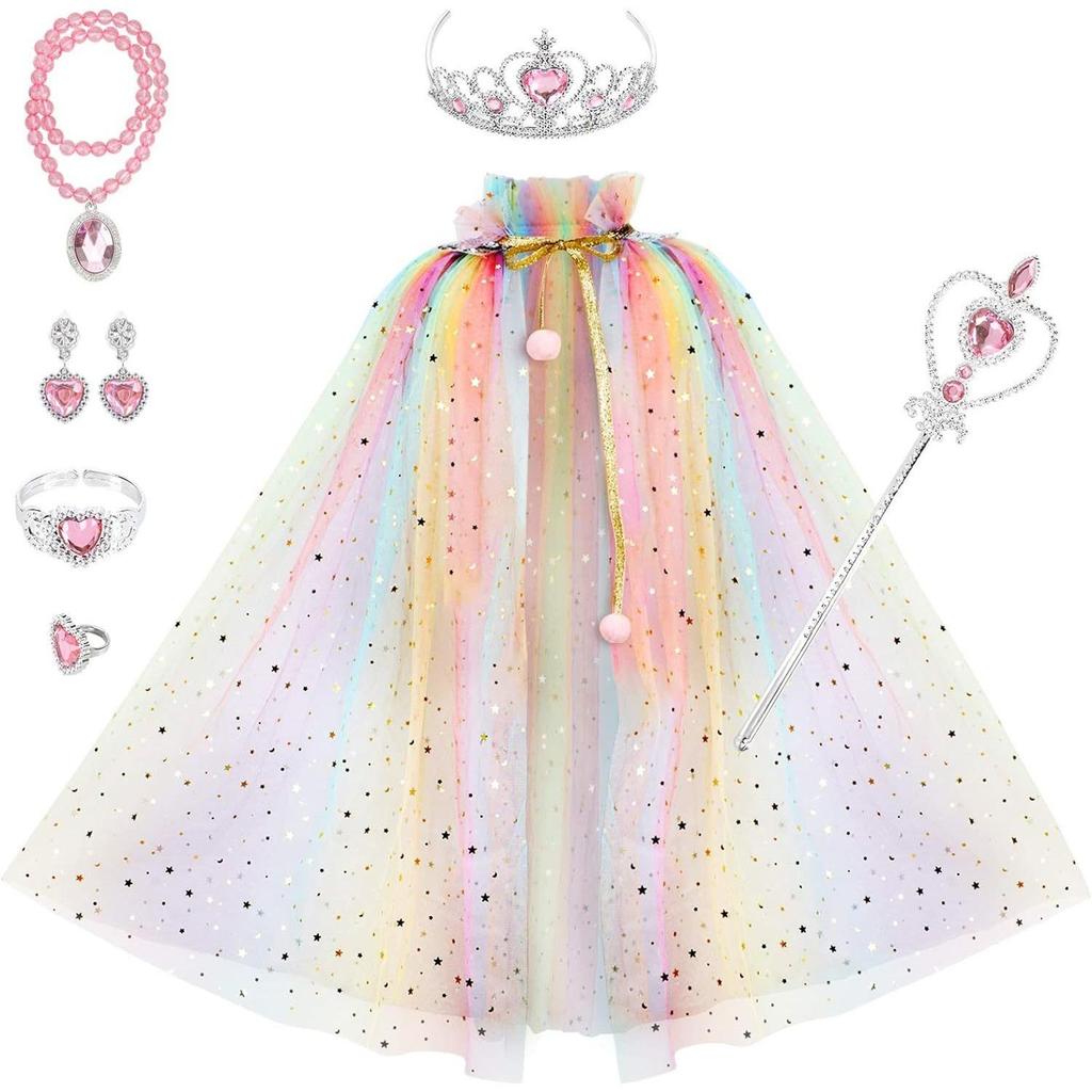 Frozen, Children's Girl, Wallet, Crown Magic Wand, Necklace, Gloves, Set, Elsa Princess Sparkling Cloak