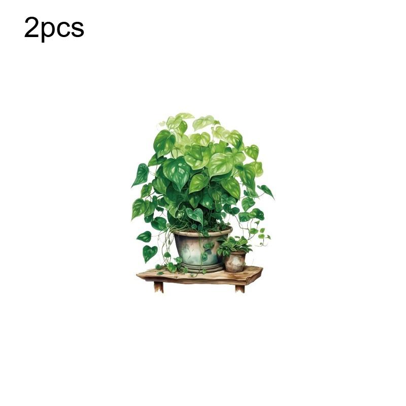 

2pcs Lifelike Potted Plant Wall Decal Living Room Bedroom Study Room Decoration Wall Decal Wall Decoration Sticker