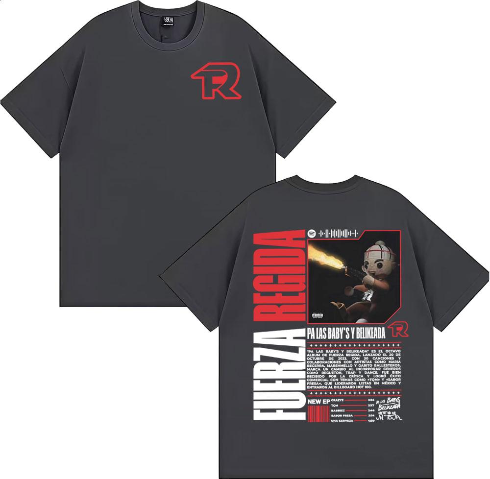 2025 Summer Fuerza Regida Steady Pressure Tour Tshirt Mens Fashion Hip Hop Hip Hop Tshirt Cotton Leisure High Quality Tshirt