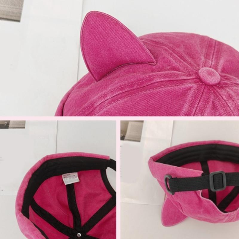 Cat Ear Decor Beanie Hat for Adult Teenagers Portable Beanie Hat Without Brim Spring Summer Anti-UV Hat for Cycling