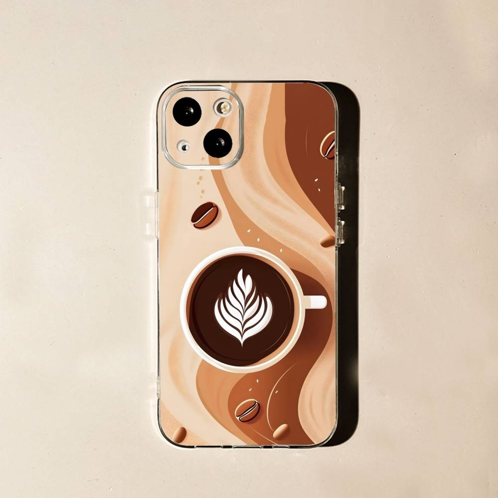 Coffee Latte Ice Brown For iPhone 17,16,15,14,13,12,11 Pro,Max,Plus,X,XS,XR,SE4,E Mini Transparent Print Phone Case