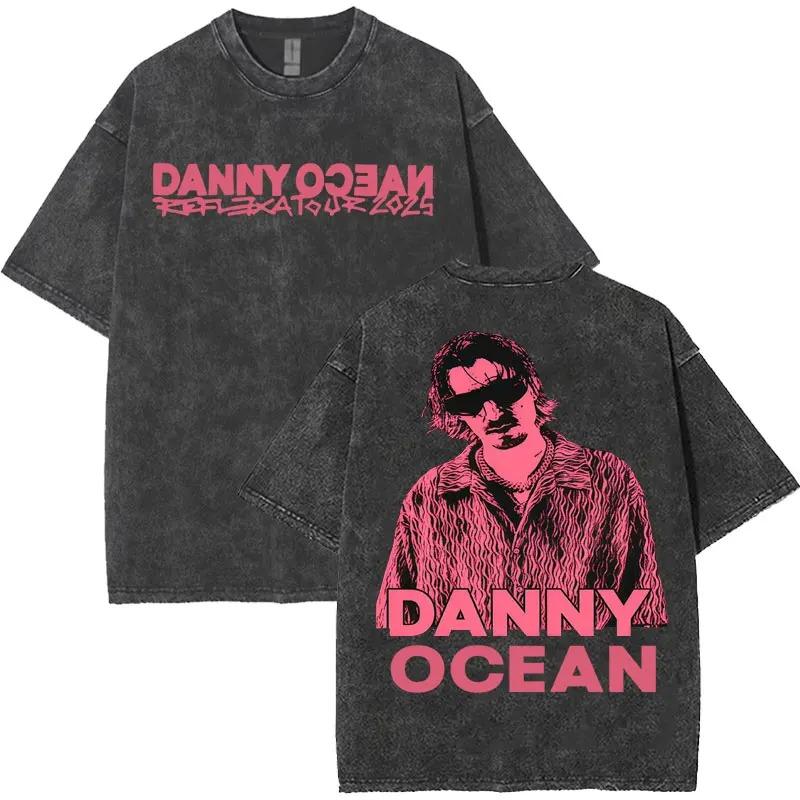 Danny Ocean Rapper Harajuku Style Letter Print Vintage Washed TShirt Unisex Hip Hop YK Loose Casual Crewneck Tee for Teens