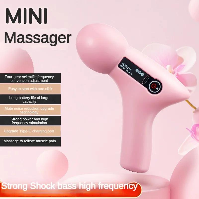 

Мини-массажный массажный ЖК-экран, 6 головок, пистолет для массажа мышц, портативный электрический пистолет для фасции для шеи, ног, тела, фасциальный пистолет розовый