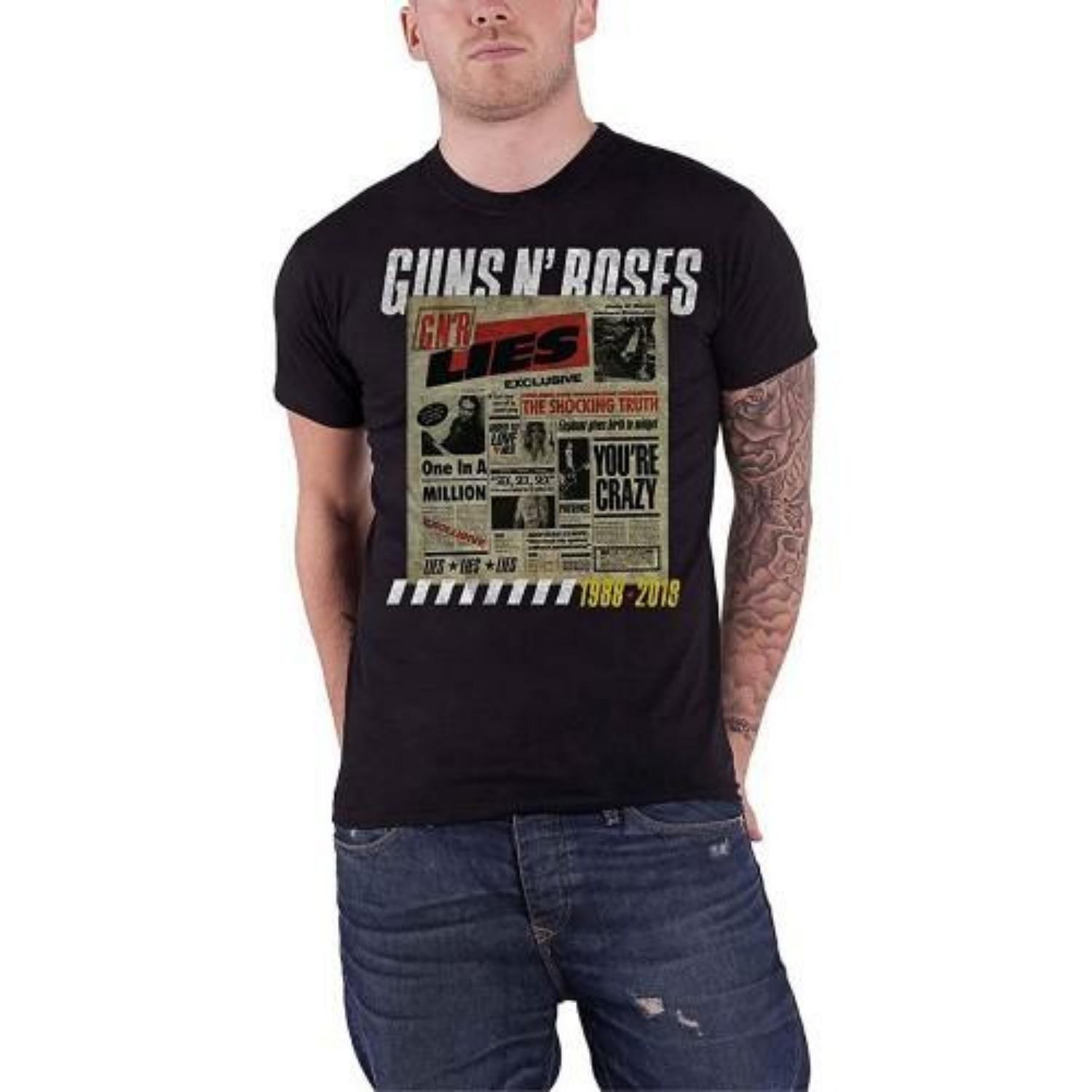 

Guns N Roses Unisex Adult Lies Track List Back Print T-Shirt S чёрный