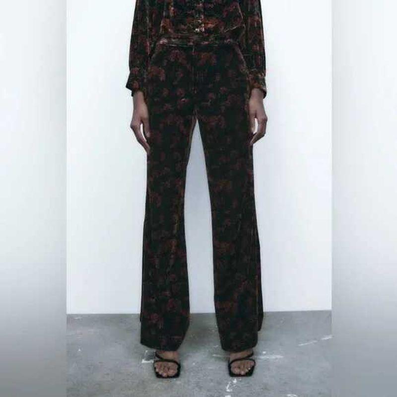 Export Single Z Family High Waist Slim Looking Elegant Elegance Work Clothing Spring New Arrival Exquisite Print Wide Leg Smart Trousers Women