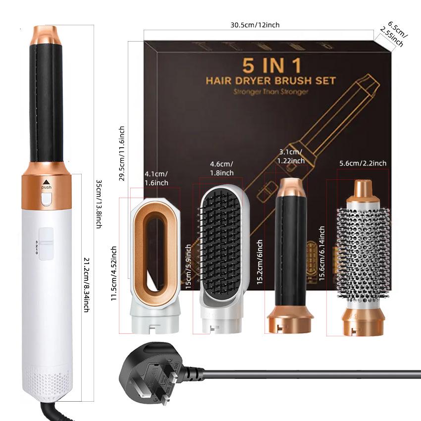 5-in-1 Multifunctional Hot Air Comb: Auto Curling Iron & Straightener Hair Dryer