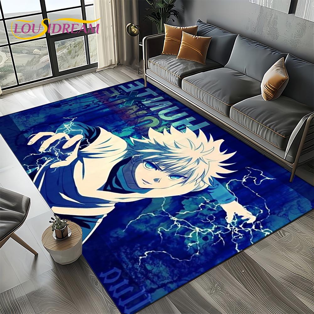 Alfombra HxH Anime Hunter×Hunter Dibujos Animados para Dormitorio Sala de Estar Decoración de Sofá del Hogar, Alfombrilla Grande Decorativa Infantil Regalo
