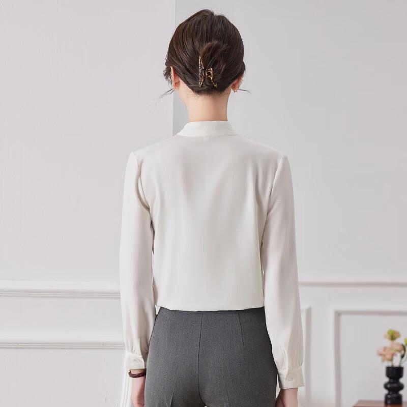 Trolman Women's V-Neck Long Sleeve Chiffon Blouse