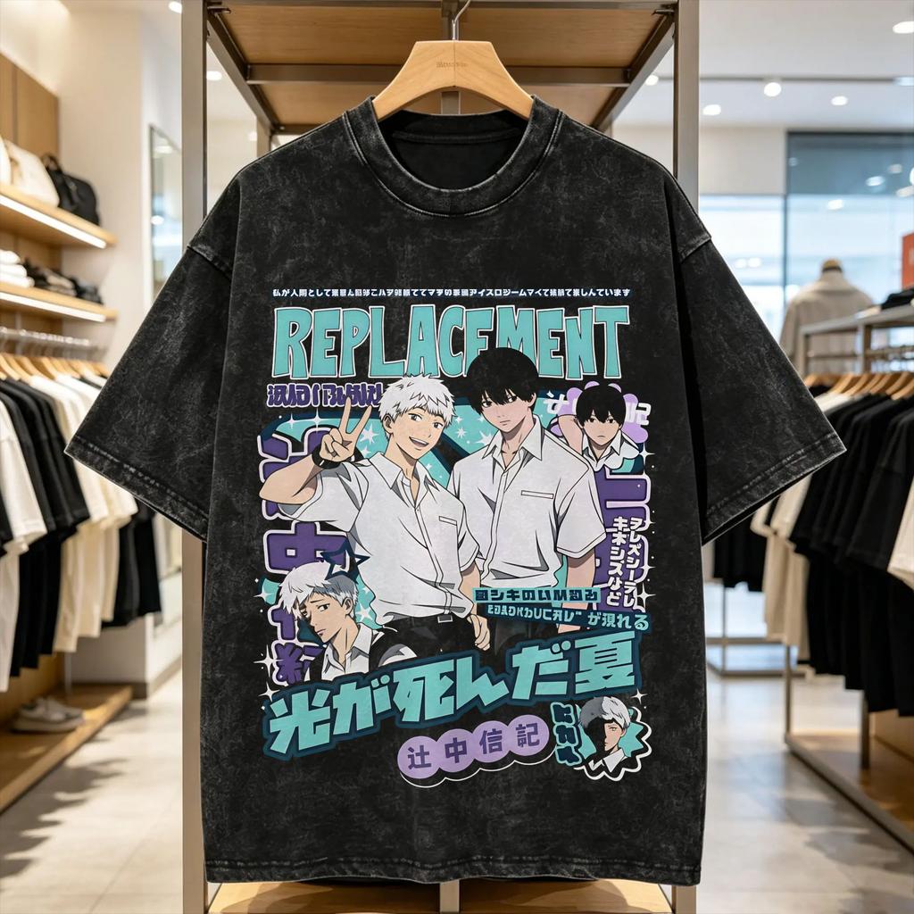 The Summer Hikaru Died Washed T Shirt Male Vintage Cotton T Shirts Summer Crewneck Hip Hop Tees Design Big Size Clothing
