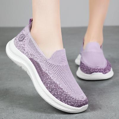 Summer New Old Beijing Cloth Shoes One Pedal Casual Women's Single Shoes Flying Woven Breathable Women's Shoes Soft Sole Comfortable Mother Shoes