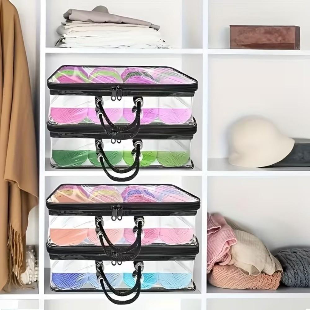 1pcs Transparent Yarn Storage Bag Multi-purpose Waterproof Clothing Storage Bag with Handle Space Saving Handheld Storage Bag
