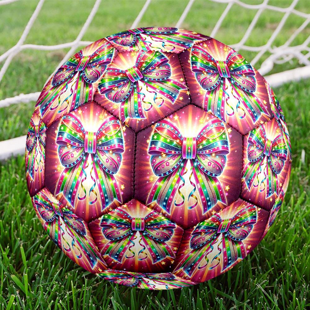 1pc Colorful Bow Celebration Theme Soccer Ball Football, Size 5, Lightweight PVC, Outdoor Training Soccer Ball,Gift j61461