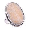 Natural Fossil Coral Gemstone Handmade 925 Solid Sterling Silver Ring S.8 T5Q95