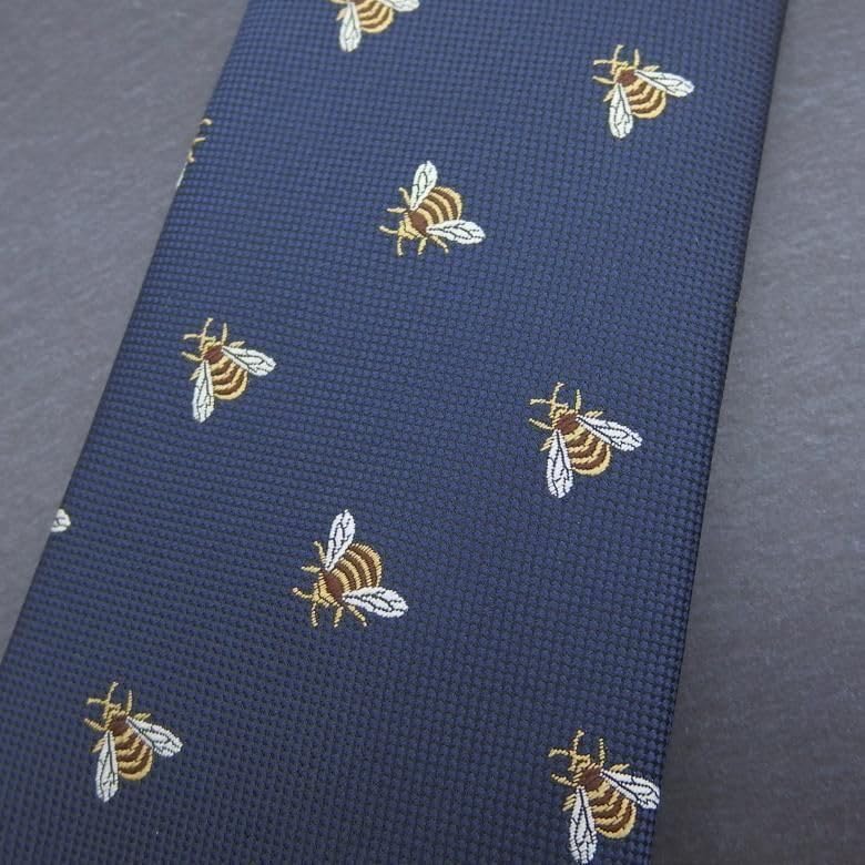 [CUFFSMANIA] Navy Blue Bee Pattern Tie - Funny, Unique, and Interesting
