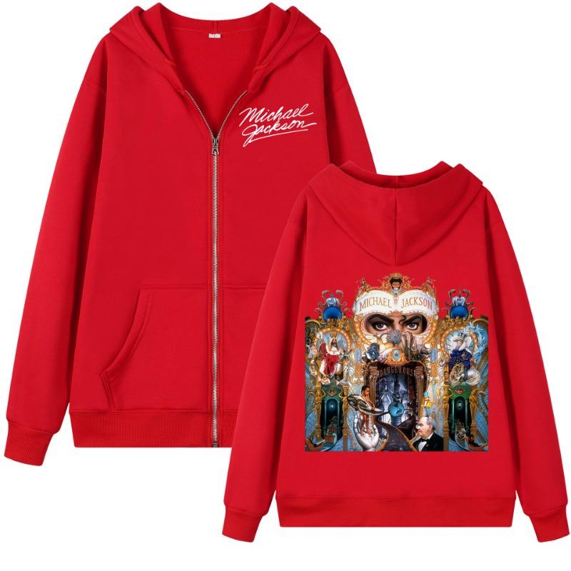 Singer Michael  Album Graphic Zipper Hoodie Men Rock Zip Up Pullovers Harajuku Y2k Style Hooded Sweatshirts