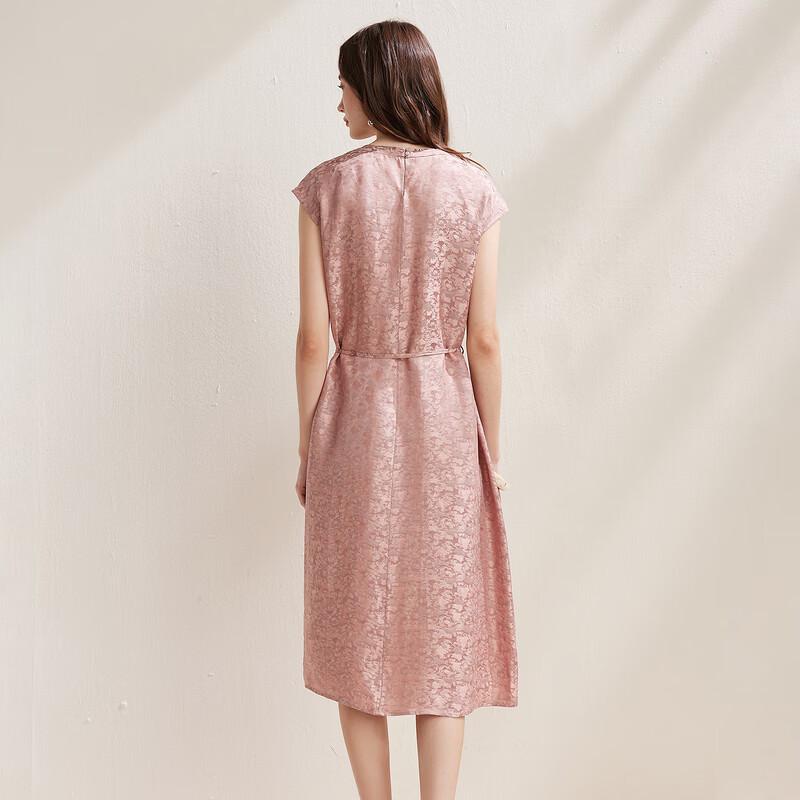 Zhaojun Women's Mulberry Silk Beaded Jacquard Dress