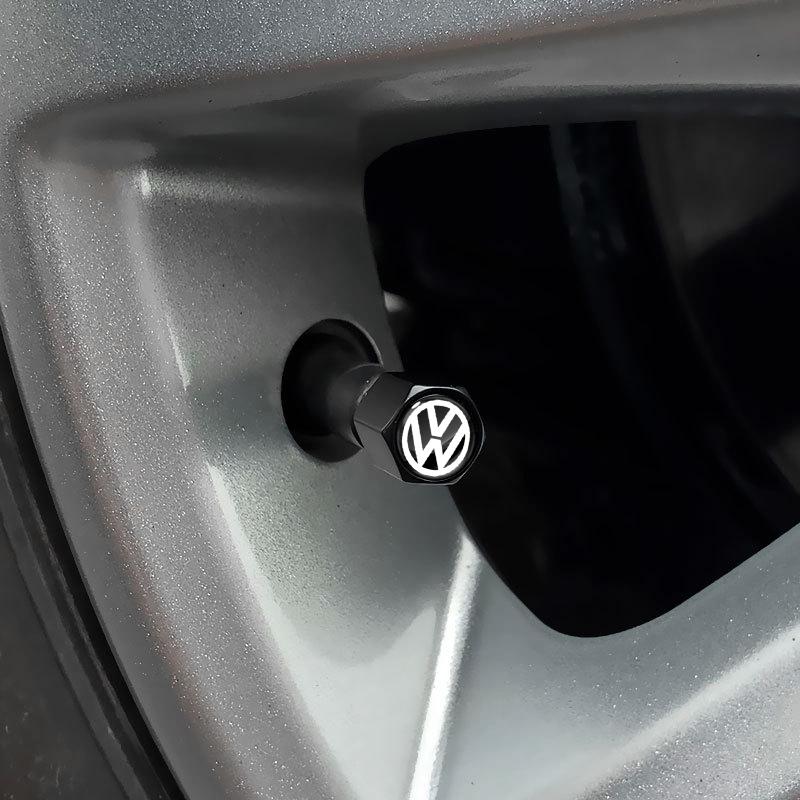 Auto Reifenventilkappe Radventilkappenabdeckung mit Schraubenschlüssel Schlüsselanhänger Für Volkswagen B7 B6 B5 Golf 4 5 6 Polo Passat CC Jetta Mk6 Tiguan Gol Cross