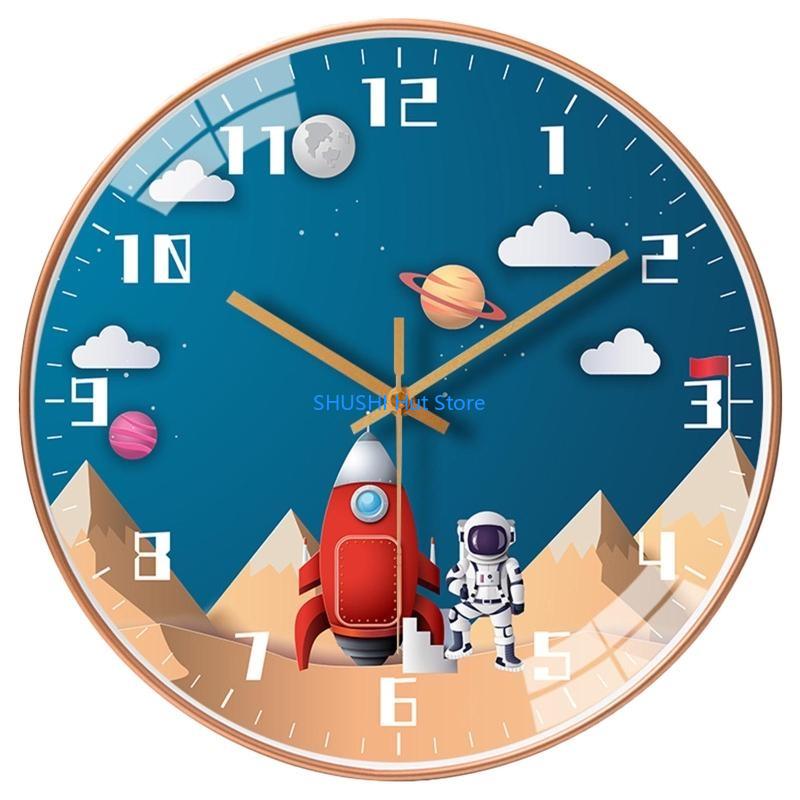 

Cartoon Universe Astronaut Wall Clock Mute for Time Clocks Hanging Art Clock for Home Bedroom Kid Room Decoration Children D57B