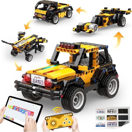 Robot J Creative Robot Building Kit, 6-in-1 Programmable App Remote Control Robot/Tank STEM Learning Toy, Educational Coding Gifts for 7-8 8-12 Years