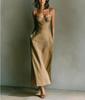 Summer European and American new product temperament waist solid color suspender dress
