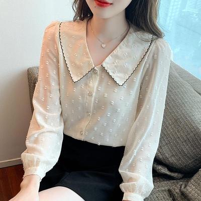 Women Blouses Shirts 2025 Spring Long Sleeve Women Blouse Shirt Turn Down Collar Chiffon Blouse Shirt Women Tops J598