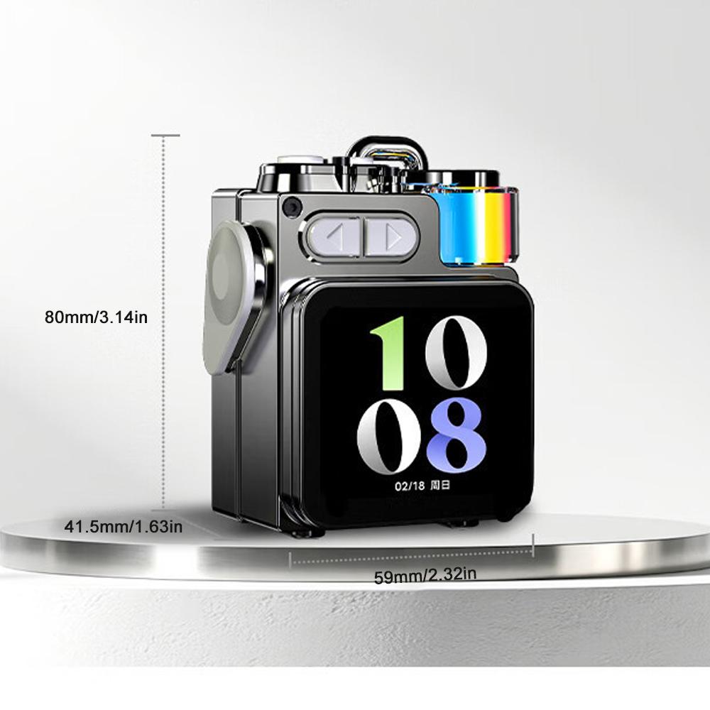 Metal Mechanical Bluetooth Speaker LED Display Screen RGB Desktop Subwoofer Wireless Loudspeaker Support Calendar Alarm Clock