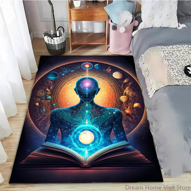 Rainbow 7 Chakra Mandala Bohemia Area Rug,Carpet Rug for Living Room Bedroom Sofa Doormat Decor,Yoga Soft Non-slip Floor Rugs